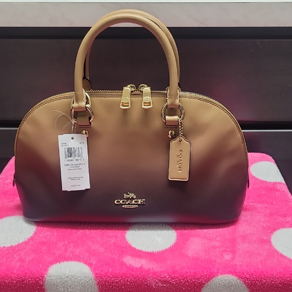 COACH Lara Ombre Brown Dome Satchel with Gold Hardware